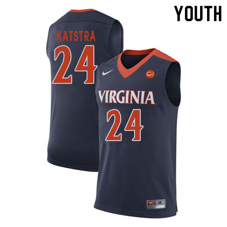 Youth #24 Austin Katstra Virginia Cavaliers College Basketball Jerseys Sale-Navy - Click Image to Close